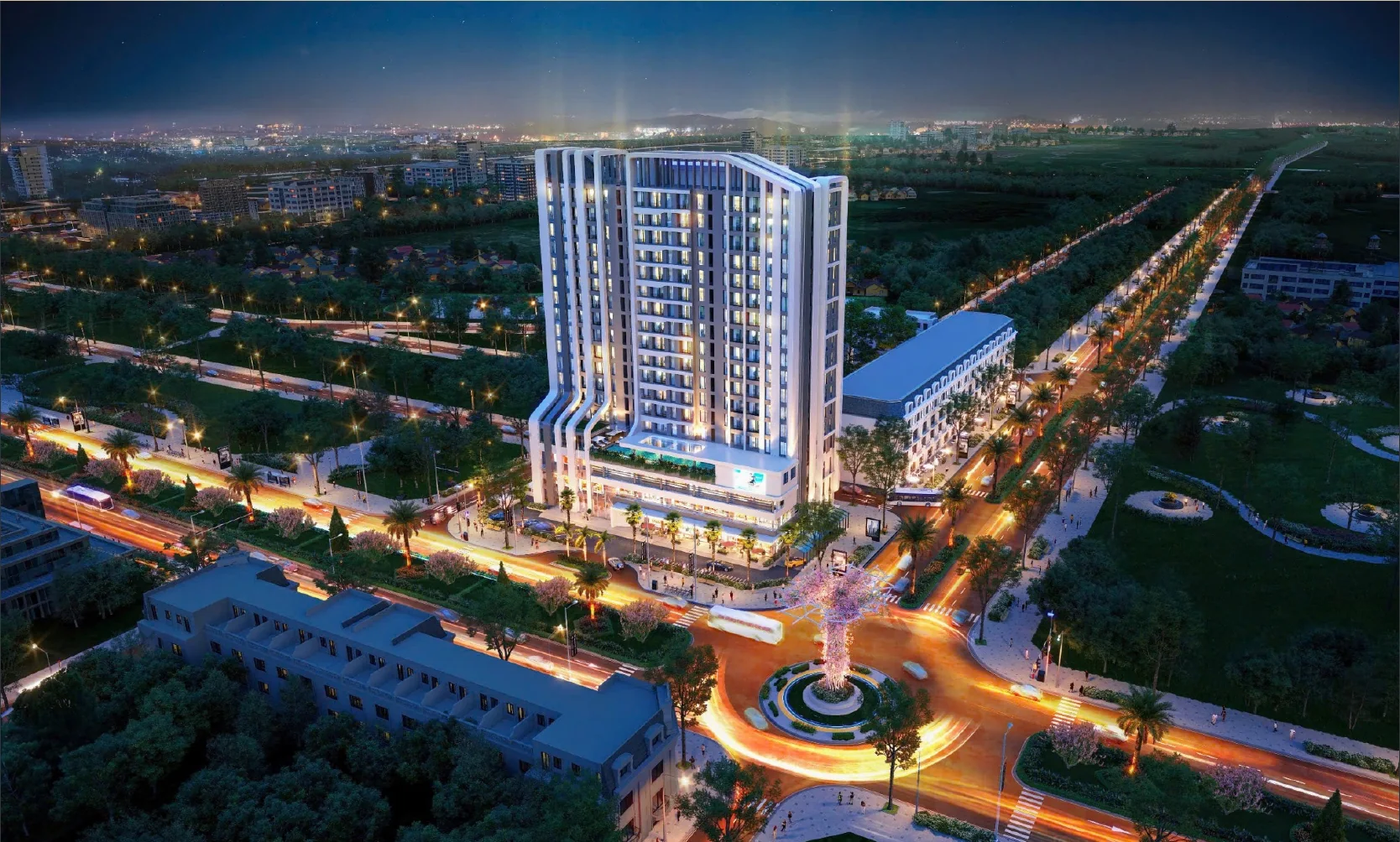 Phối cảnh ban đêm Thiên Ân Center