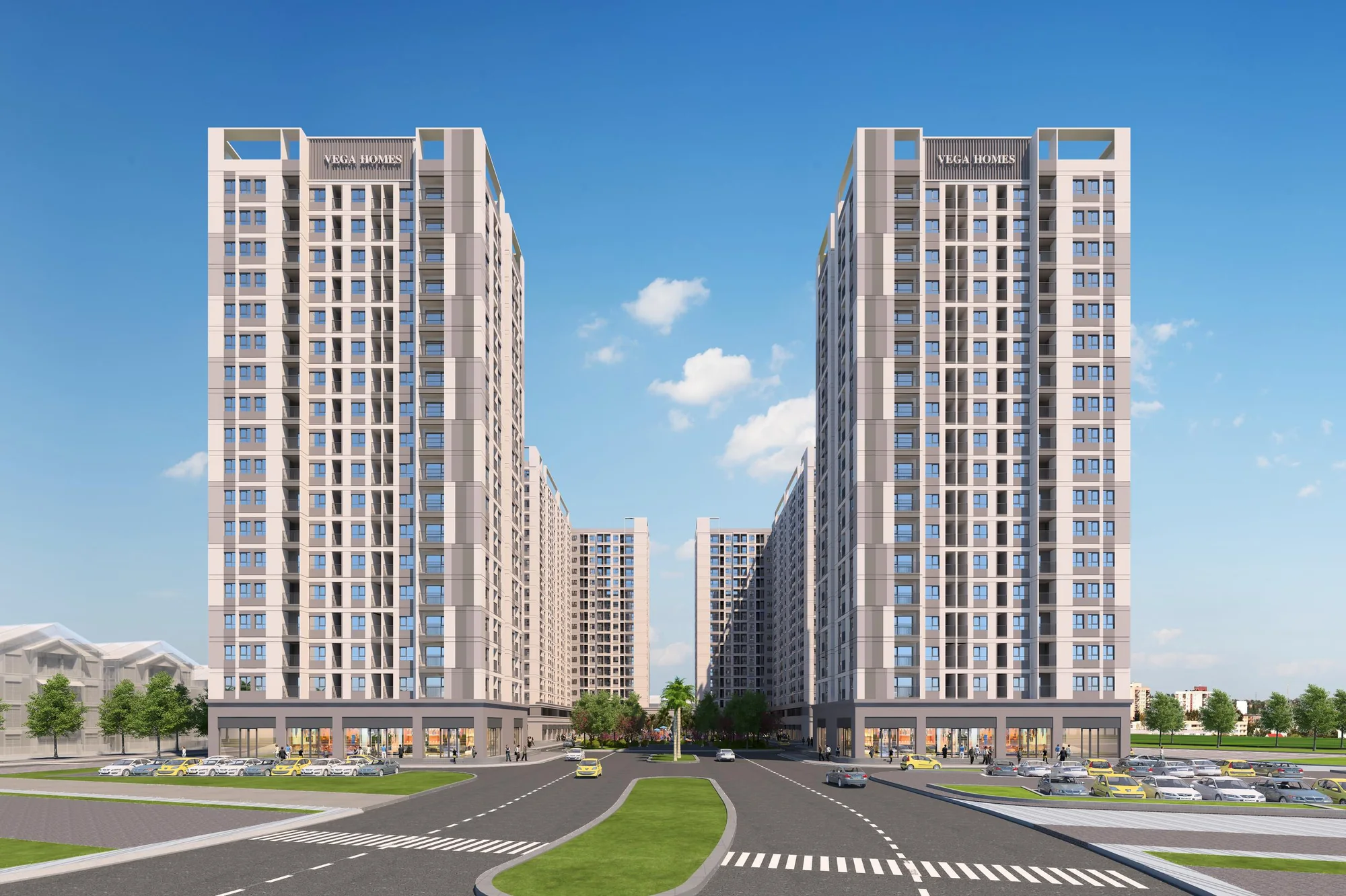 Phối cảnh mặt trước dự án Vega Homes Quang Châu